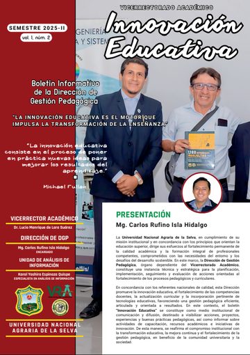 Portada del boletín Innovación Educativa, Vol. 1, N.º 2